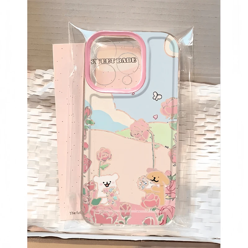 BANCA郁金香线条小狗适用iphone16/15手机壳苹果华为vivo小米oppo