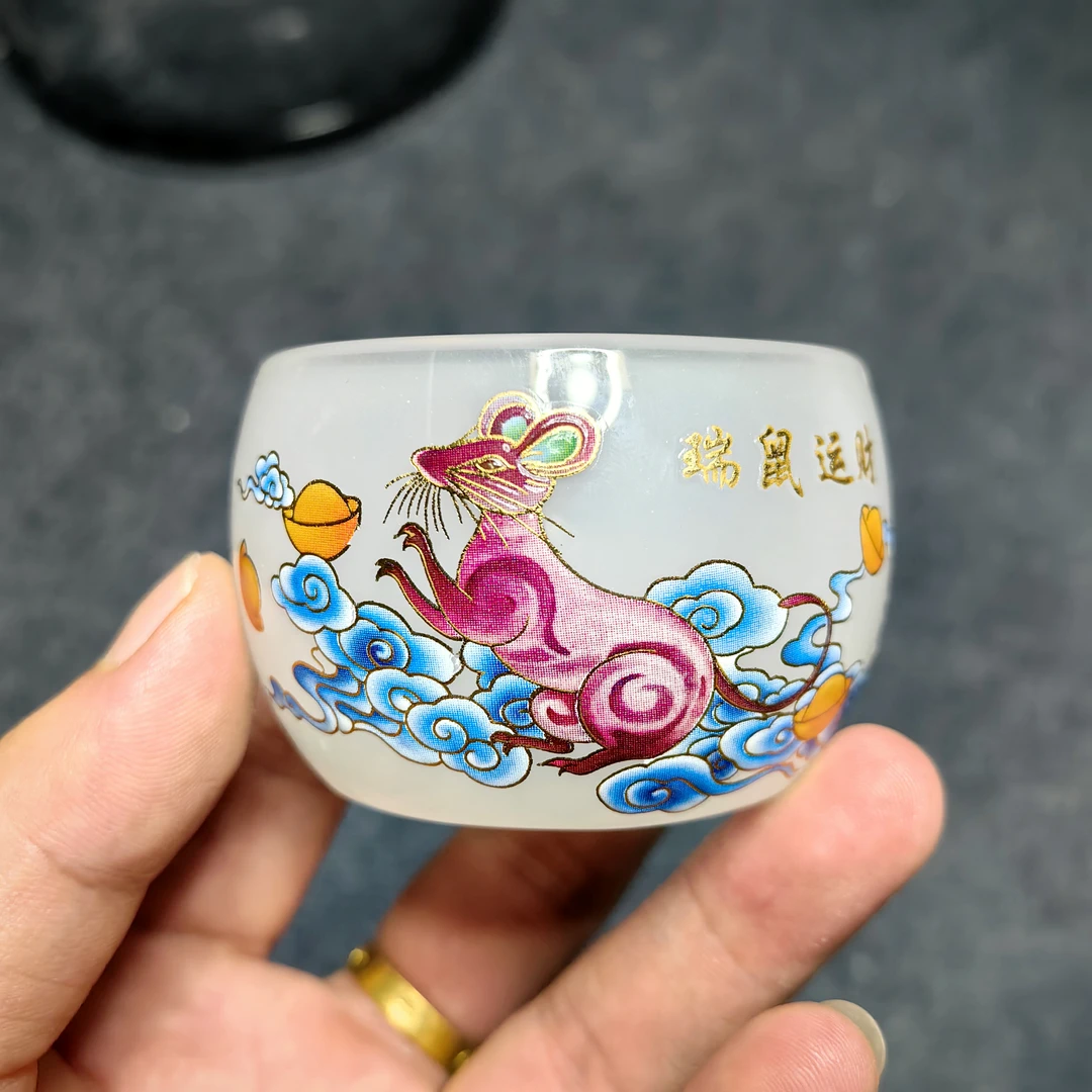 生肖老鼠 夜光琉璃杯