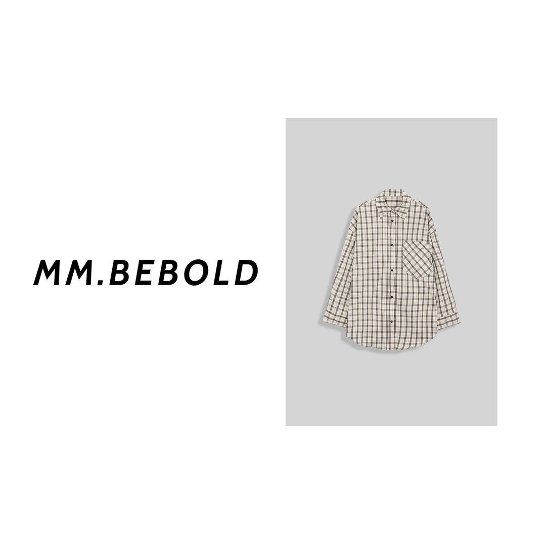 【妙姐精选】蝉鸣漫曲 棉+真丝 挺阔宽松港味格纹衬衫上衣MQJ2312