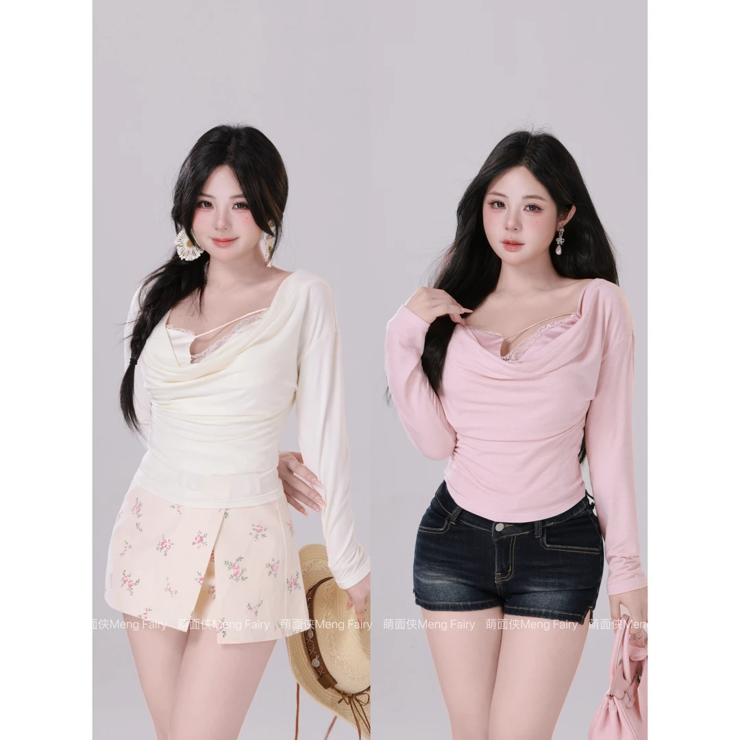 现货萌面侠【初恋舒芙蕾】羊毛拼接设计感吊带上衣套装5768M5769M