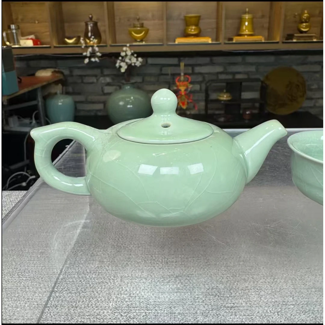 绿冰裂扁壶+四杯 -ZHZ019