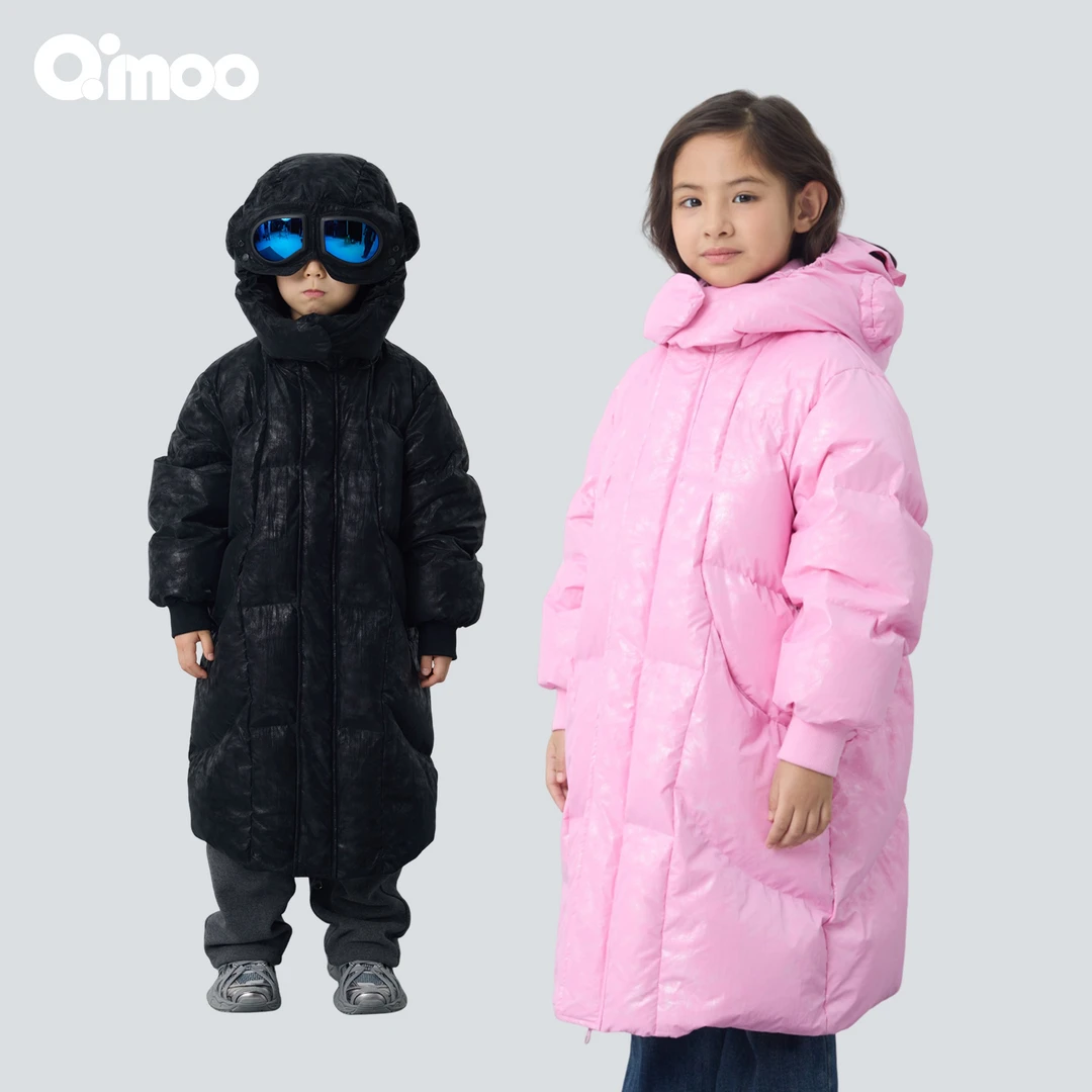 Qimoo/淇木25年冬季男女童加厚时尚连帽三防长款QSS4221B