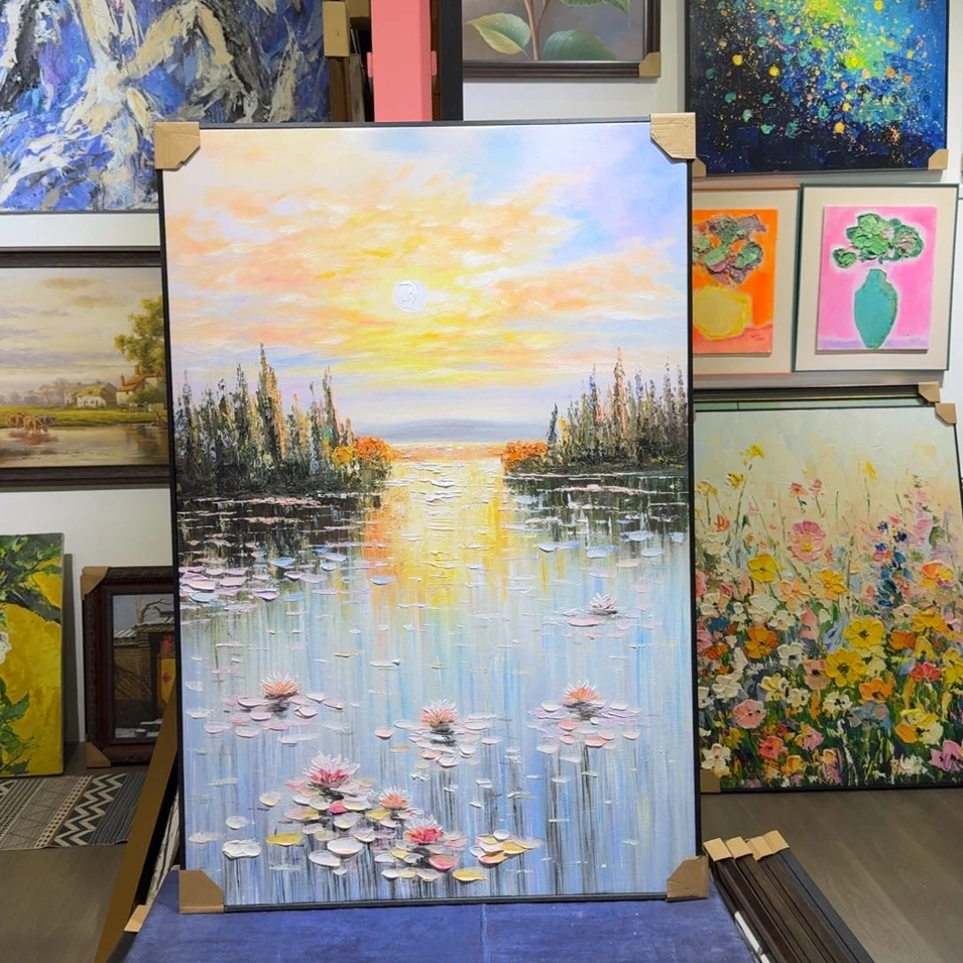 暖***洋竖款纯手工油画作品