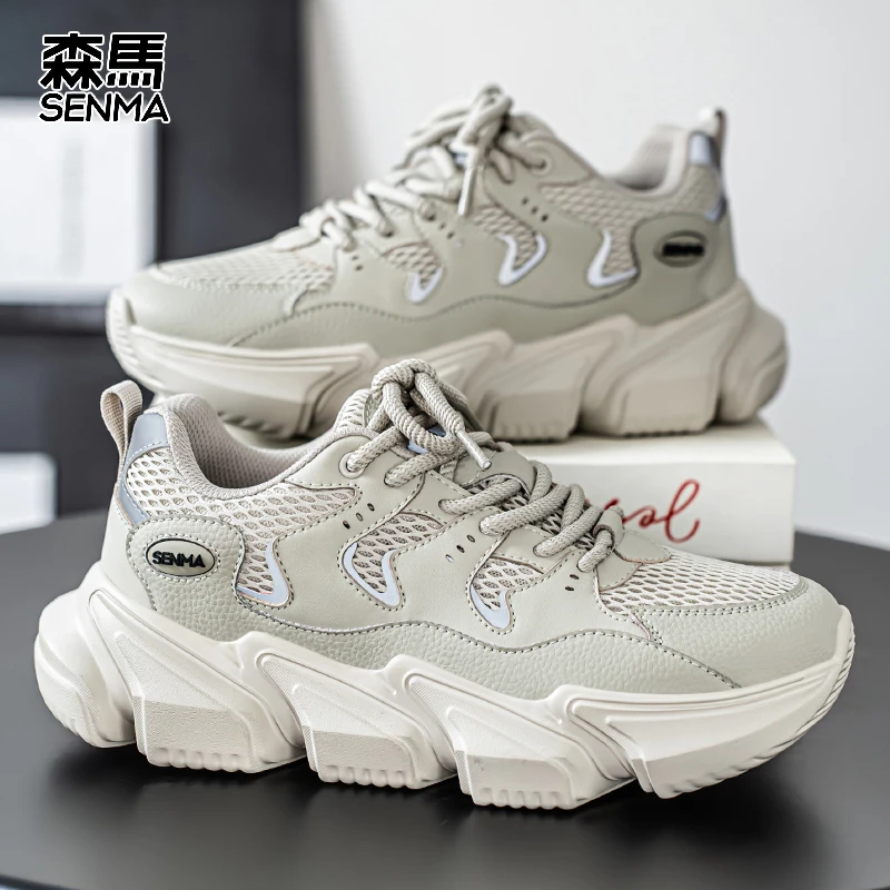 森马男鞋秋季网眼透气轻便厚底时尚休闲鞋防滑耐磨低帮百搭小白鞋
