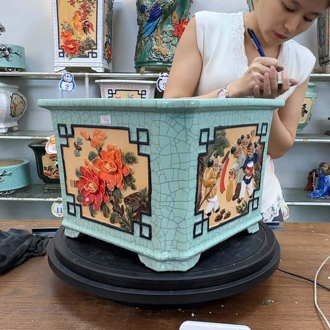 鹰***宗完全开放石湾盆350花盆