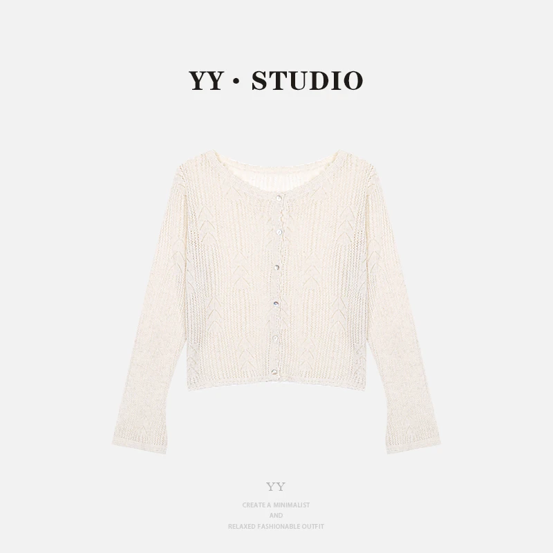 【YANYAN】夏季百搭柳叶镂空冰丝防晒开衫长袖T恤YY-3638