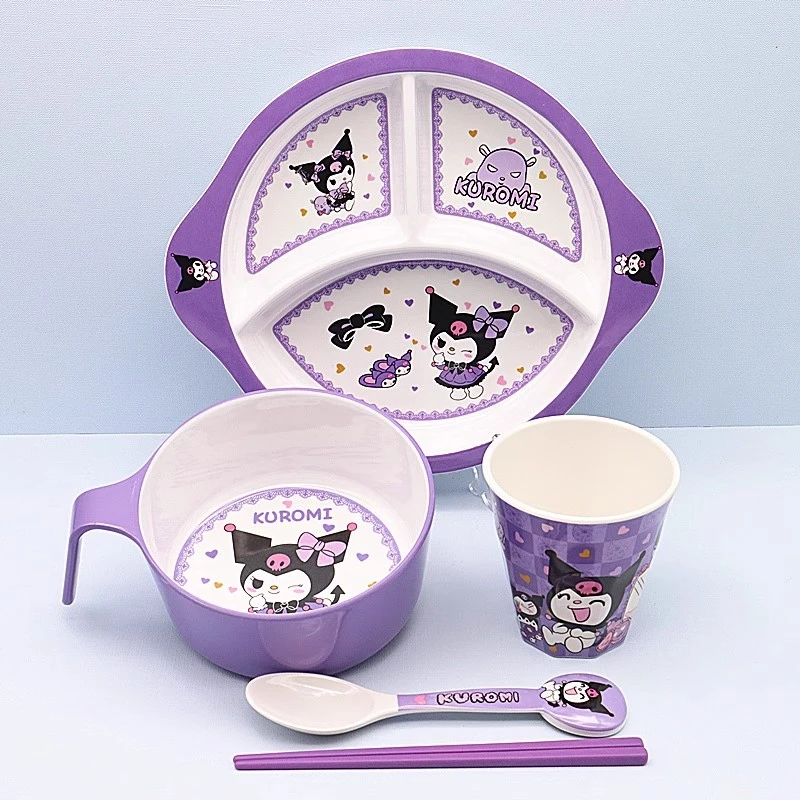 新款库洛米把手碗儿童饭碗幼儿园学生宿舍泡面碗全套碗勺盘食品级