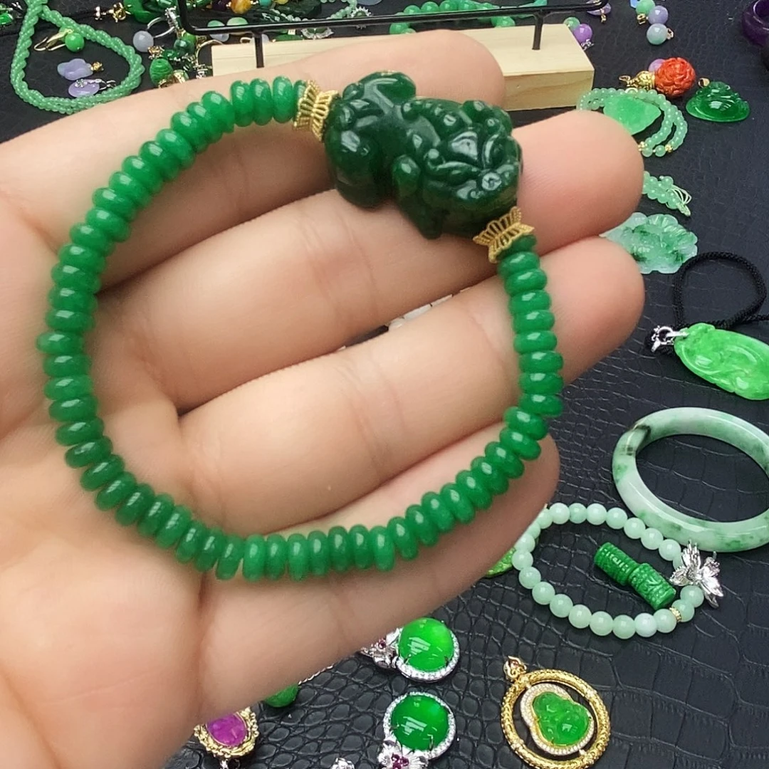 翡翠14K金镶嵌吊坠(不含链)