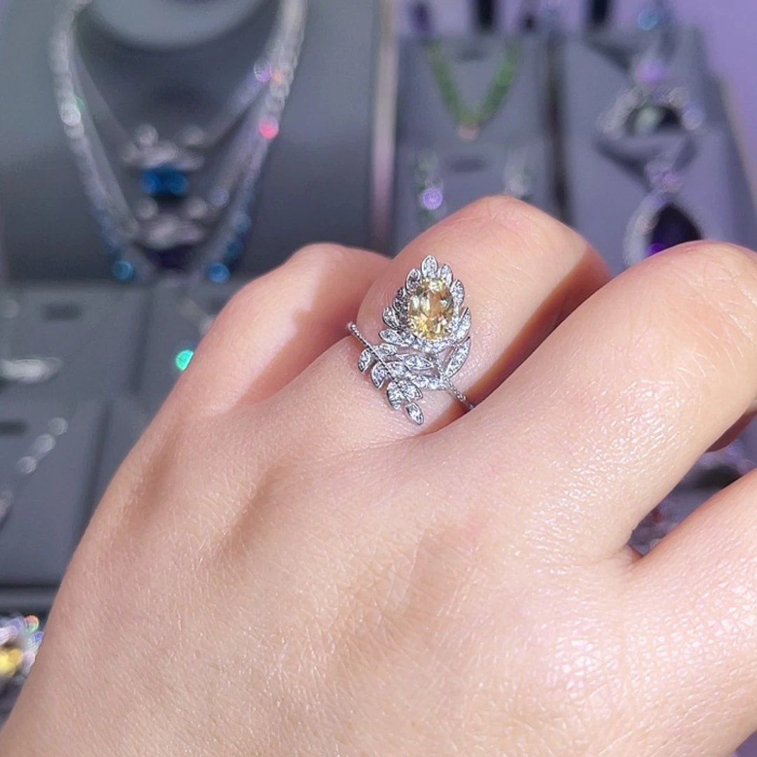 【闪购商品】黄晶戒指银S925镶嵌戒指