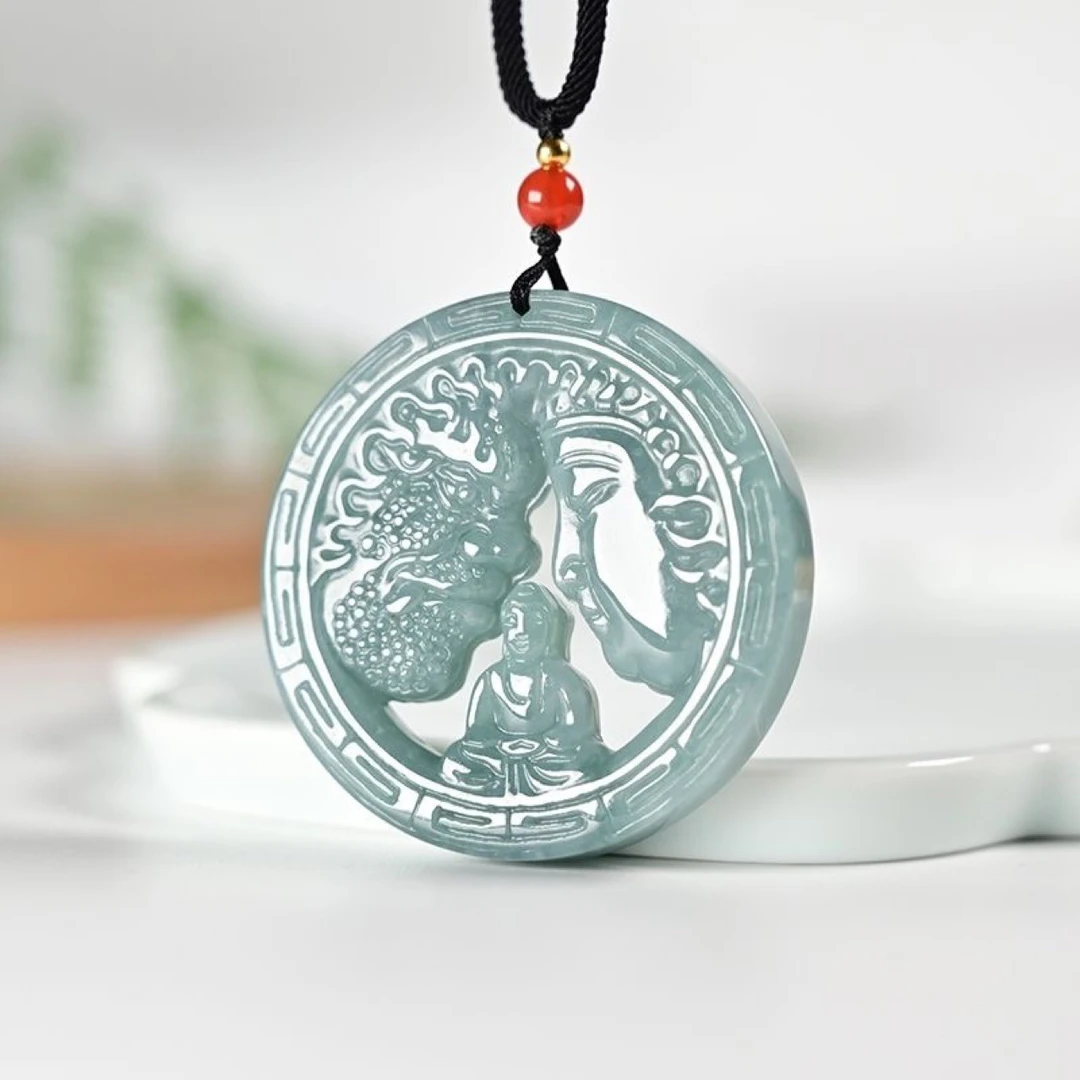 天然翡翠a货挂件男女款玉石玉坠一念之间四会珠宝玉器守护神