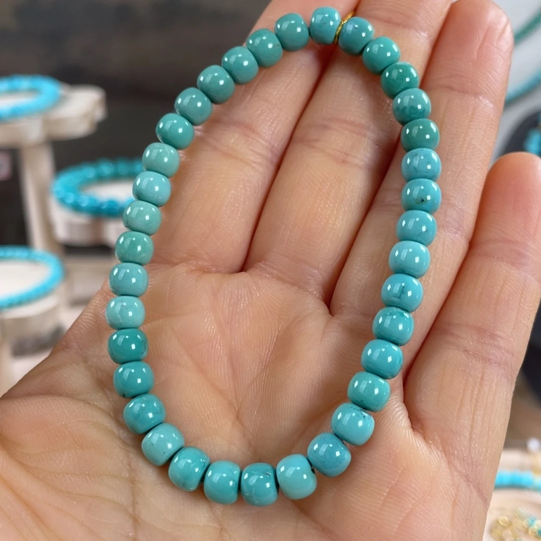 绿松石未镶嵌套链6mm精美老型