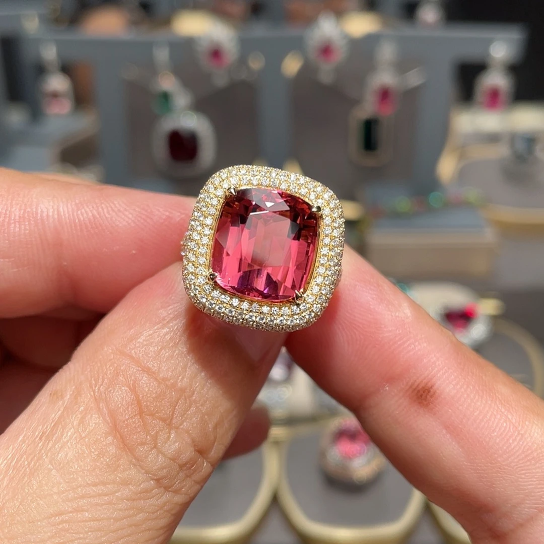 18K金镶嵌戒指碧玺9.65ct