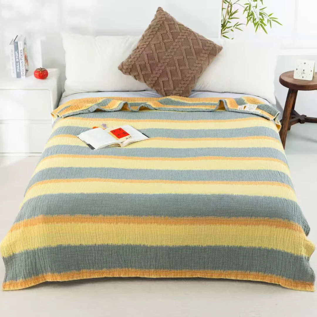 (盖毯-多巴胺彩虹毯)单人提花 轻奢 国风四季通用盖毯床盖