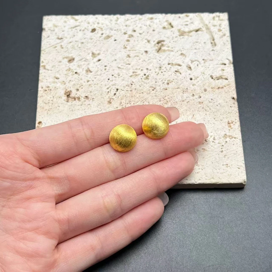 足银耳饰 【北野珠宝】足银拉丝耳钉B08H-320-尺寸11mm+