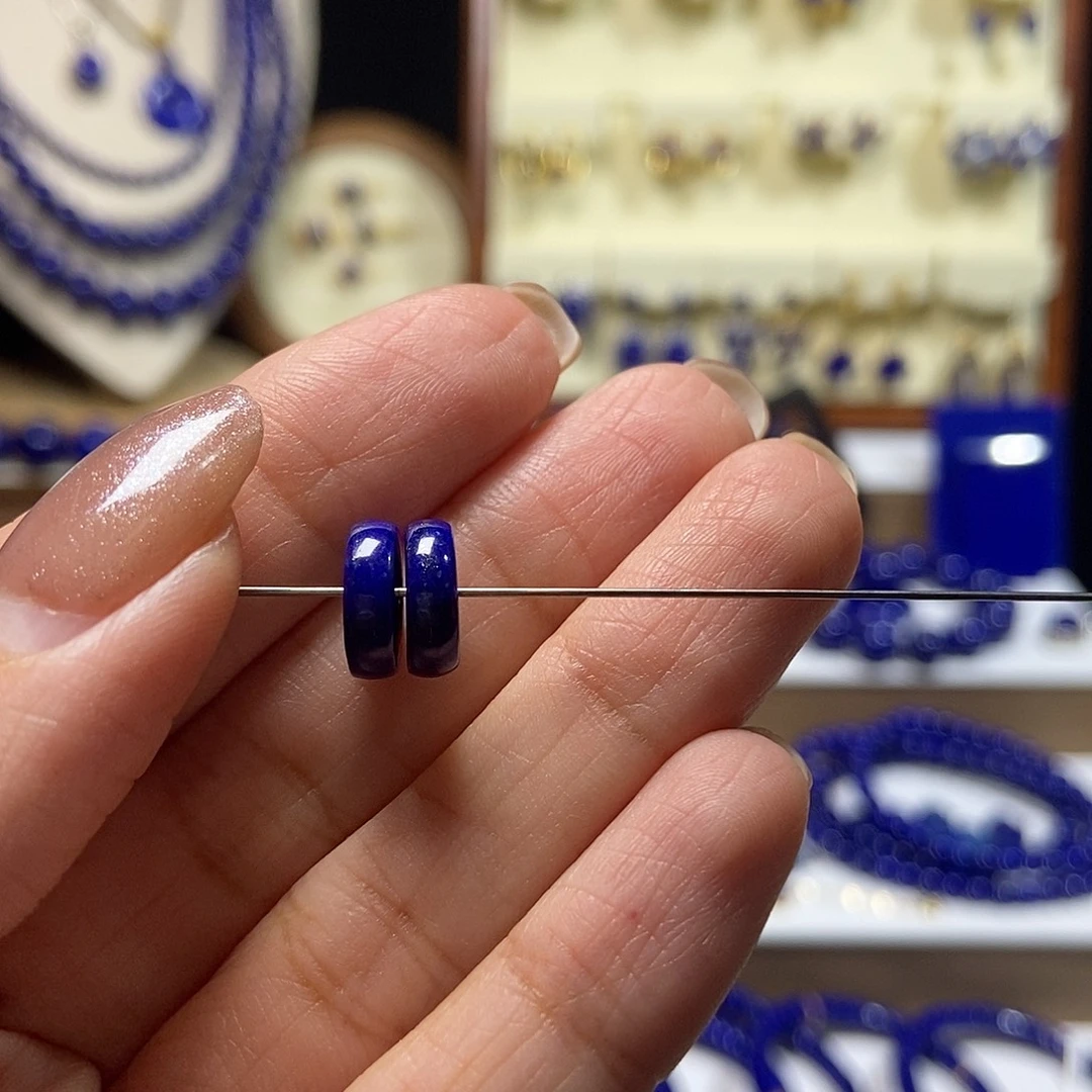 宗***介青金石未镶嵌10mm+隔片一对
