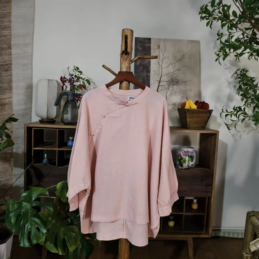 【大梅子推荐】设计款亚麻盘扣上衣MXA8389