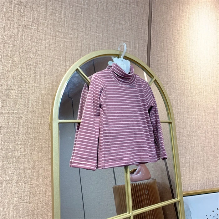 AQ294    宝宝紫色半高领打底衫  加绒