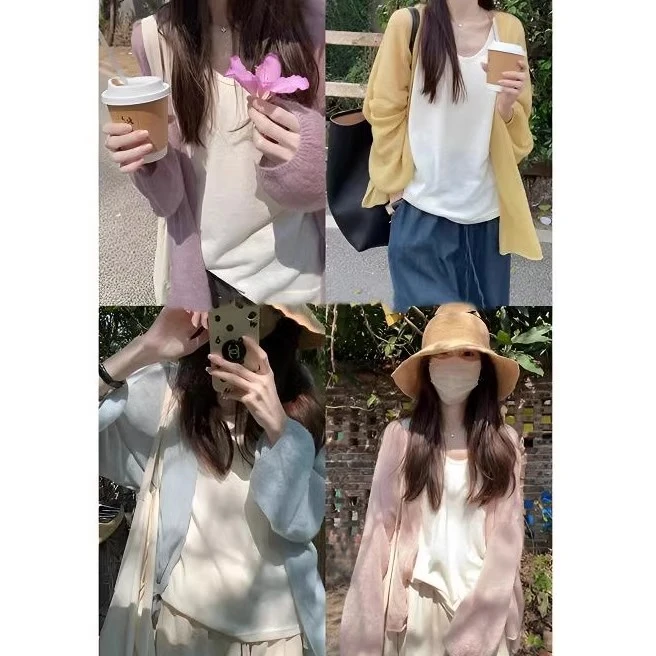 慵懒风春夏新款【奶油衫】四色灯笼袖开衫松弛感显瘦百搭宽松上衣