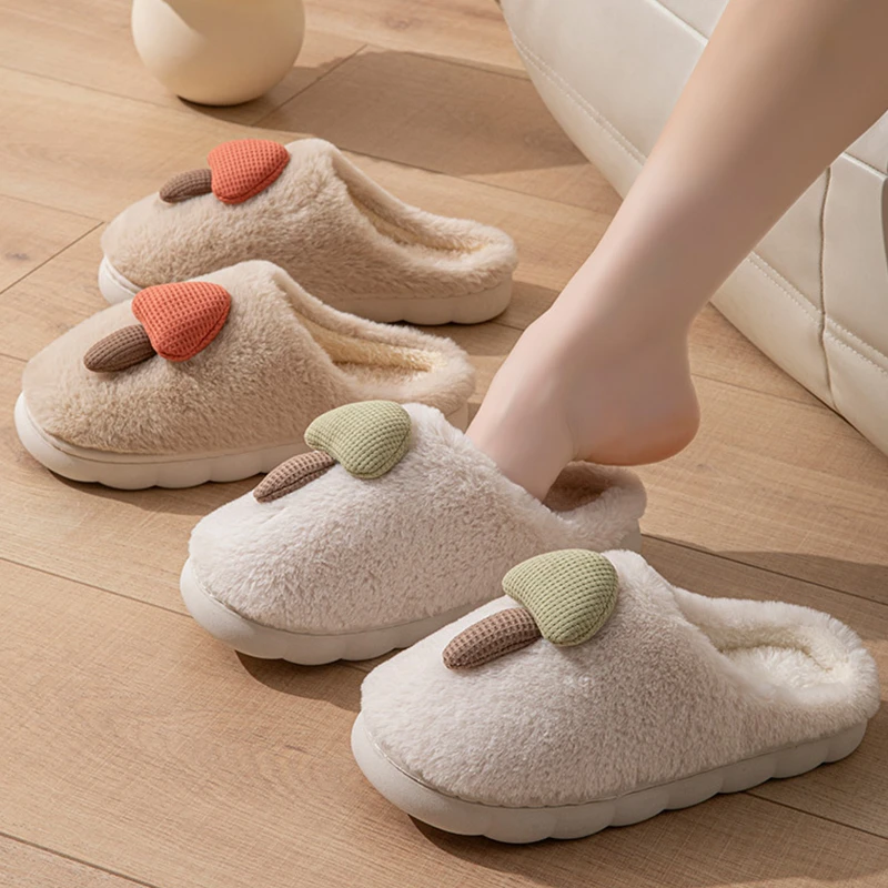 棉拖鞋蘑菇型新款保暖居家时尚棉拖冬季冬天室内舒适家用毛绒拖鞋