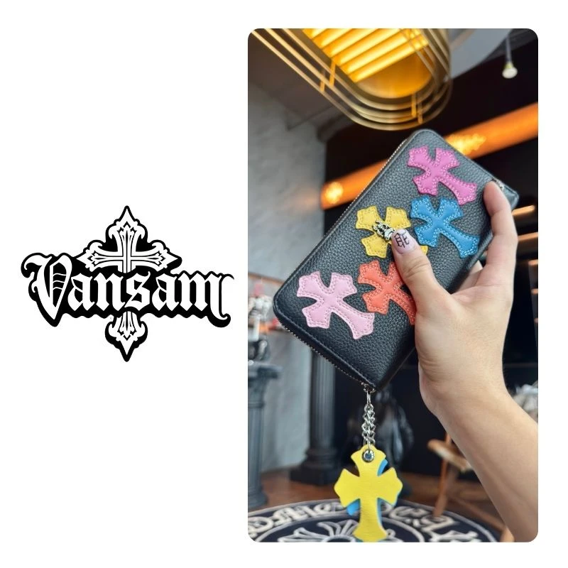 【长款钱包】十字架彩皮长款钱包简约便携拉链钱包V898V910
