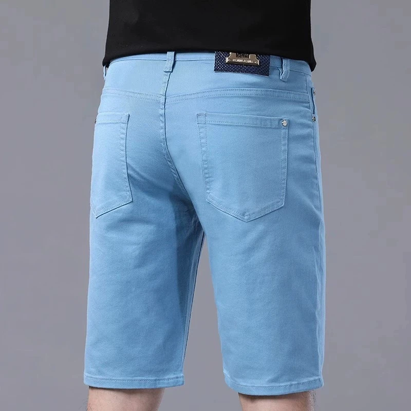 意大利高端轻奢牛仔短裤男士夏季薄款百搭直筒潮牌欧货五分裤中裤