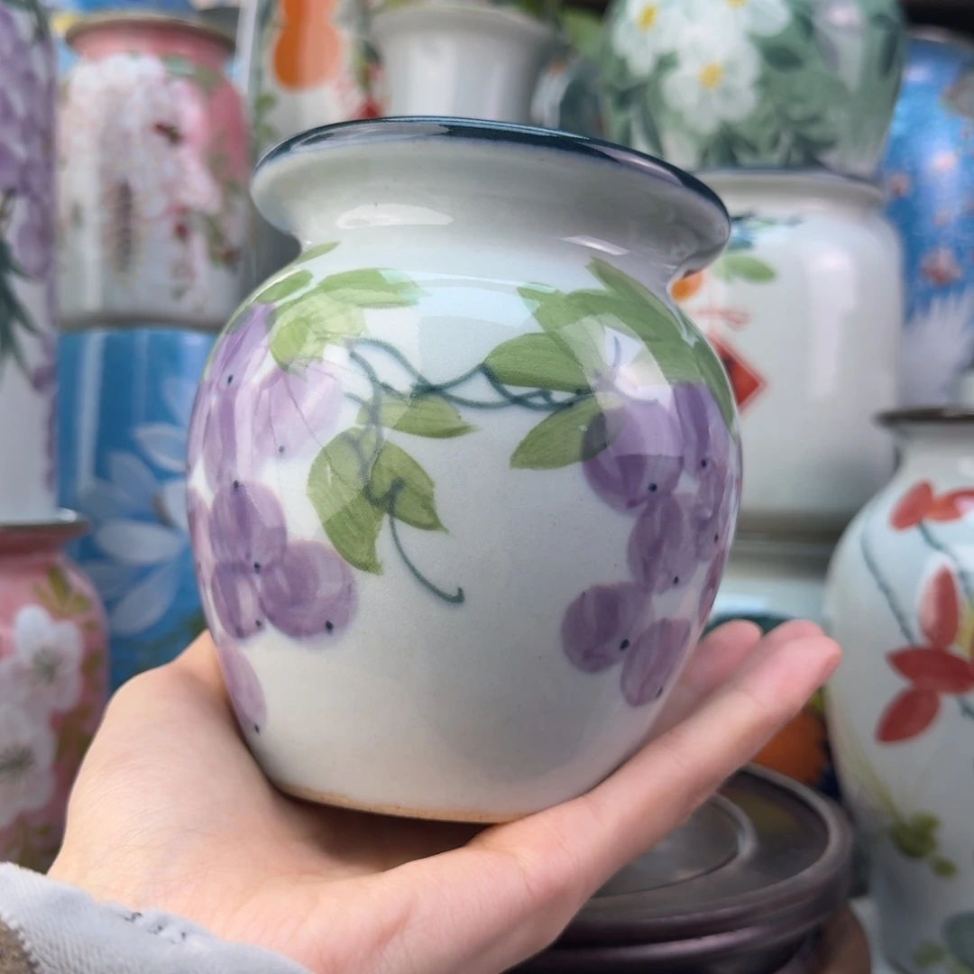 景德镇陶瓷手绘花瓶无孔