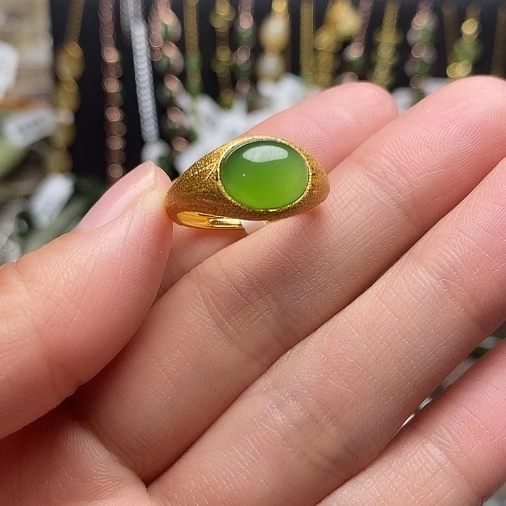 和田玉银S925镶嵌戒指