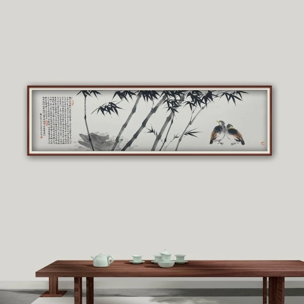 李振乾 写意花鸟水墨竹 新中式客厅沙发背景书房茶室挂画