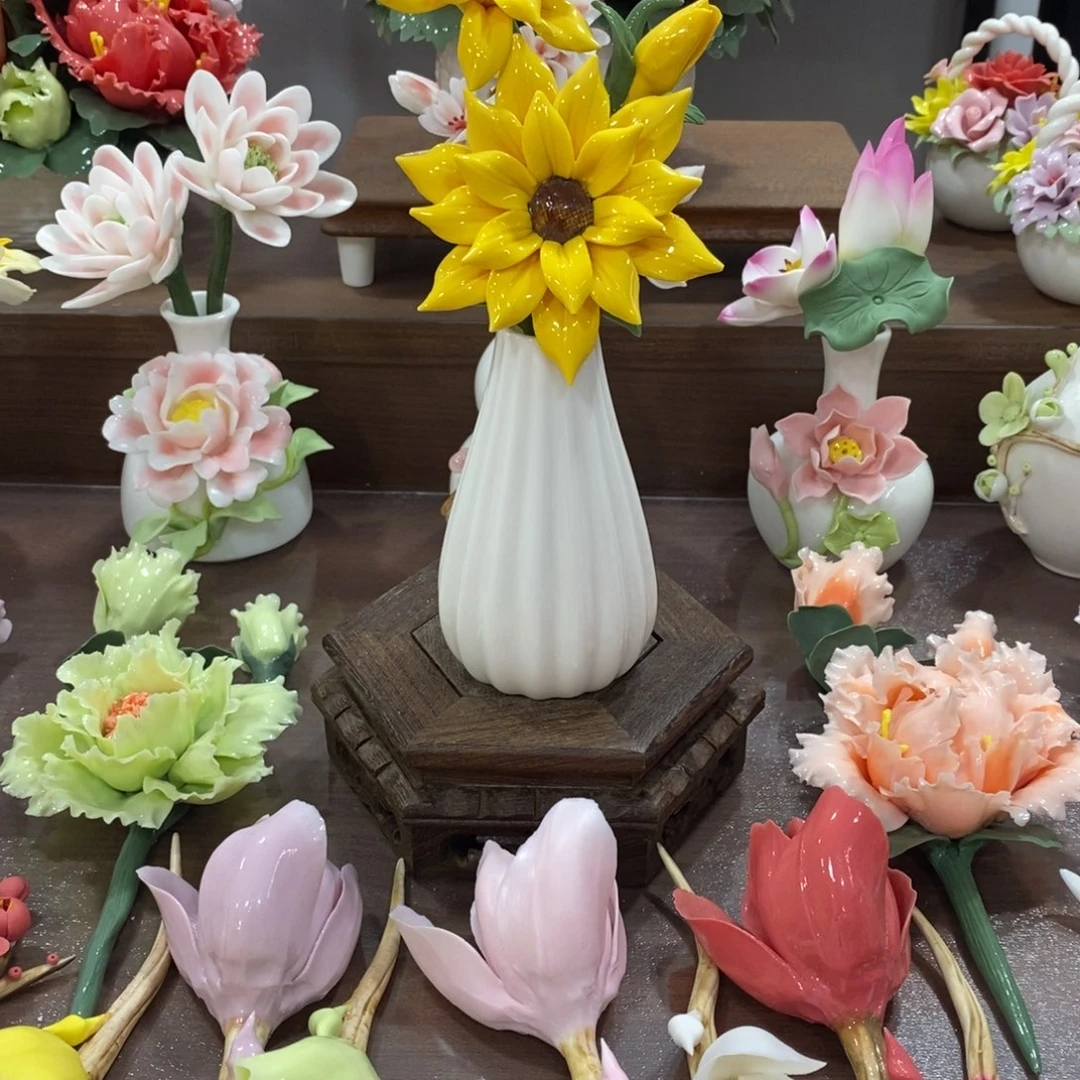 陶瓷手工花摆件工艺品