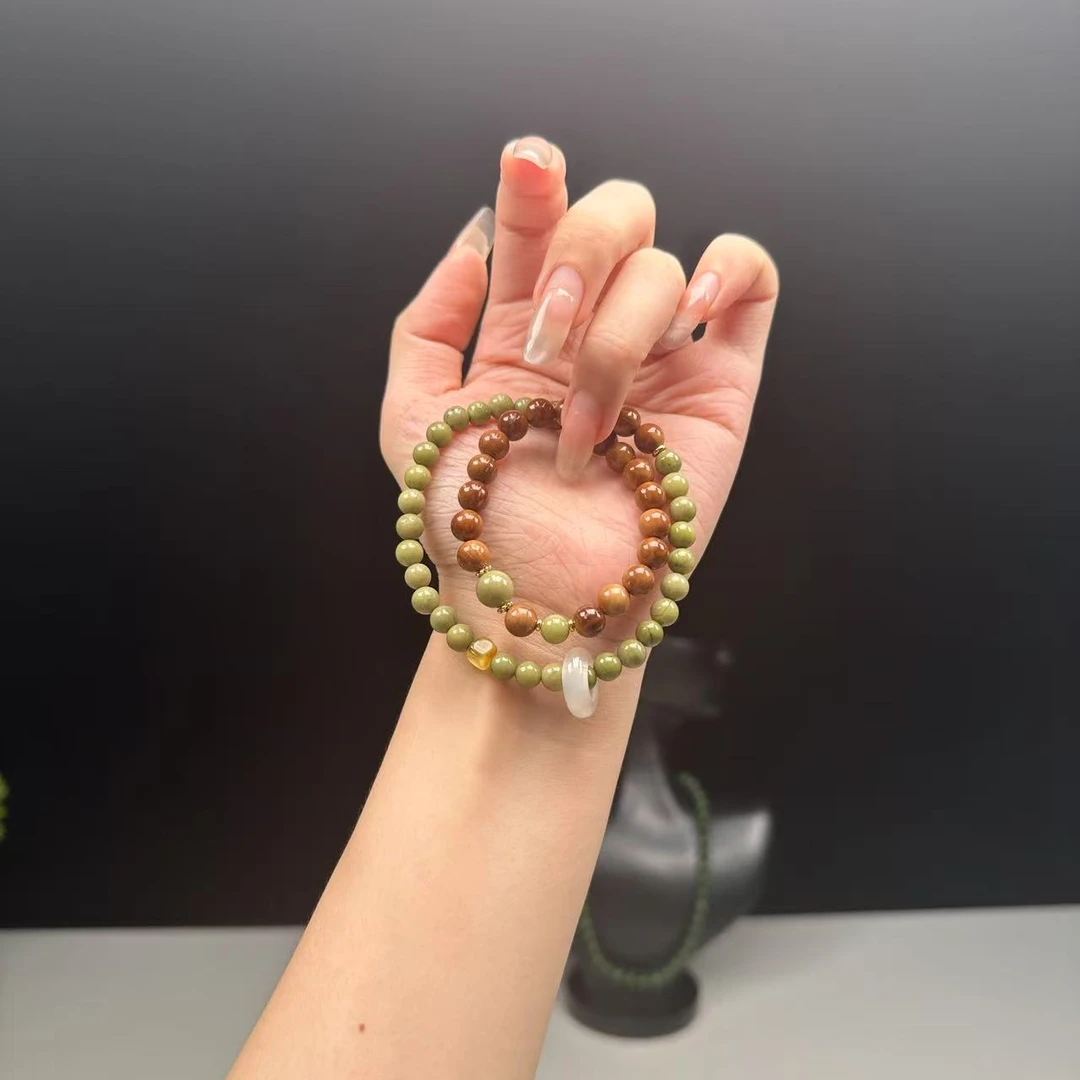 S级库克牛油果阿拉善双圈手串-1056