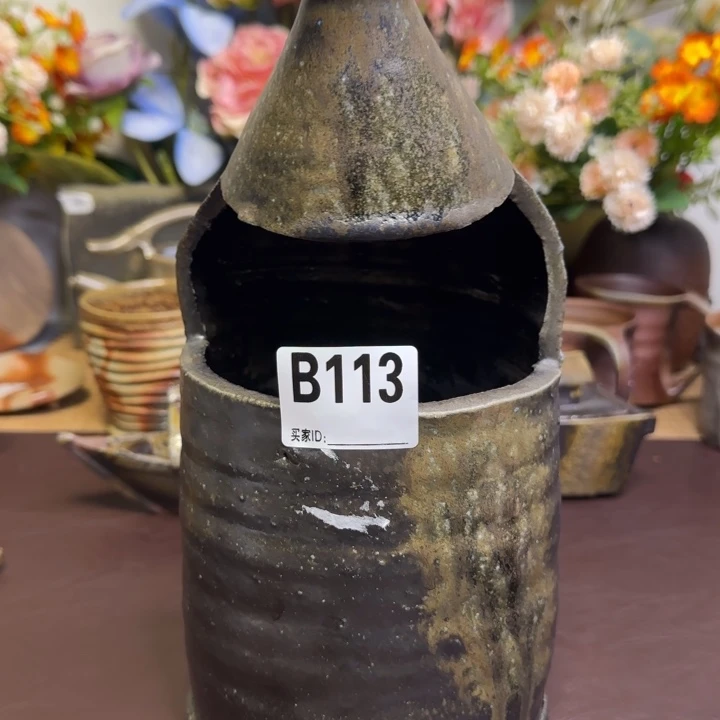 的野求 蓝色花器 备前烧