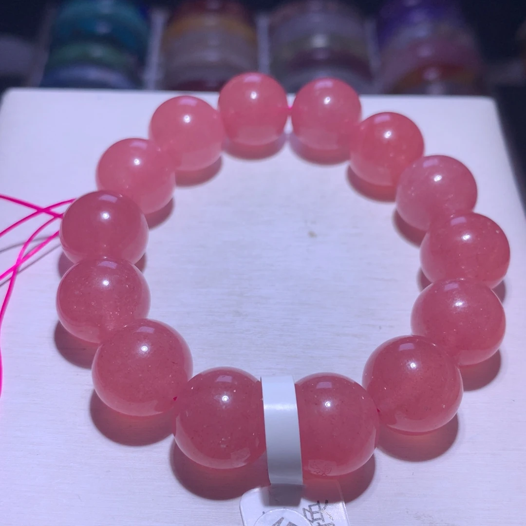 银S925镶嵌水晶手链红草莓16.6m