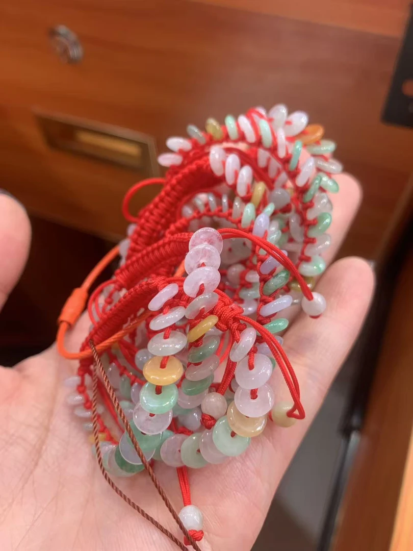 儿童款平安扣编织手绳可升缩 缅甸天然A货翡翠宝宝（多样式发货）