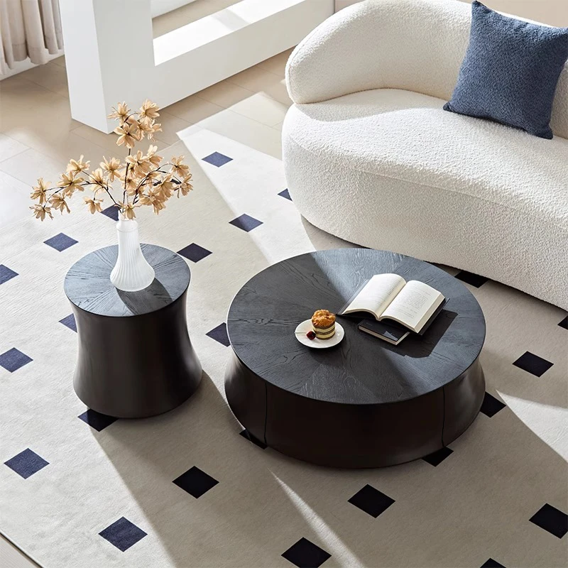 广东佛山造意式极简小蛮腰茶几客厅家用圆形高级感设计师简约边几