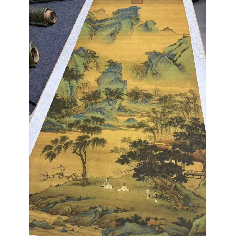 墨韵文化  明代  仇英《春山吟赏》190*72 博物馆级高清复刻微喷工