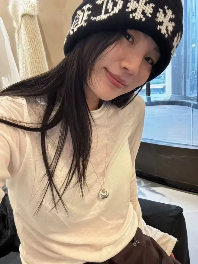 韩国东大门atmosphere向日葵同款轻薄微透舒适纯色打底衫长袖T恤