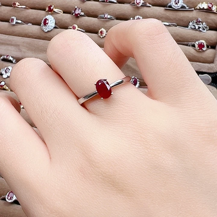银S925镶嵌戒指红宝石