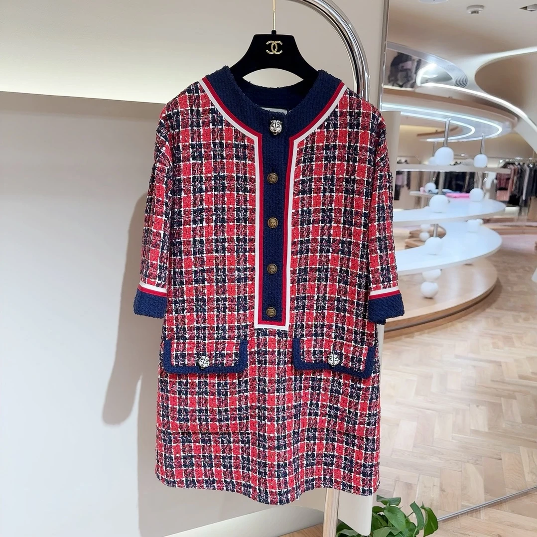 99新 GUCCI/古驰 粗花呢连衣裙 38码专柜原价2万＋