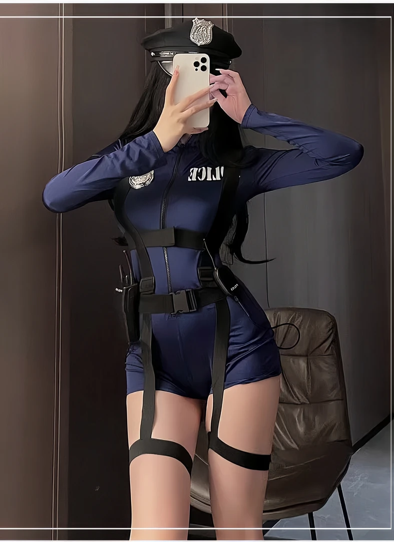 MissBird<皮城女警>性感女警cos服连体衣紧身包臀制服