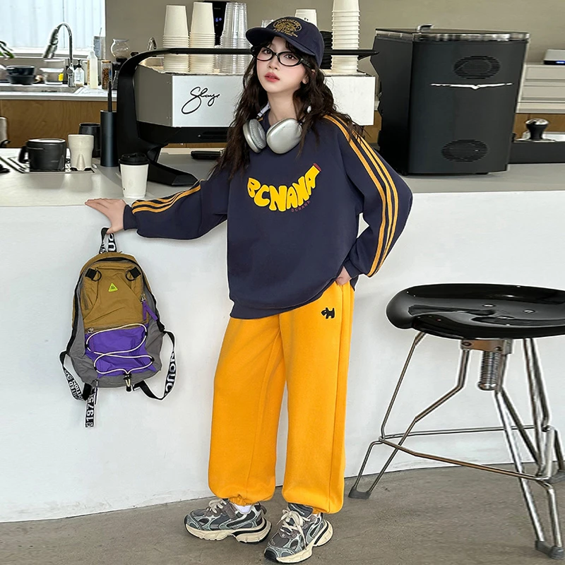 童装女童秋装卫衣套装儿童2024春秋新款女大童潮范休闲运动两件套