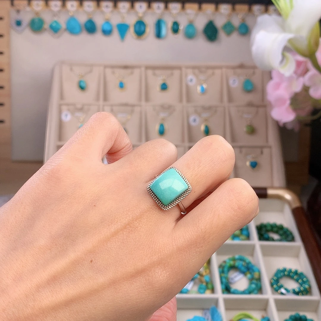 绿松石银S925镶嵌戒指