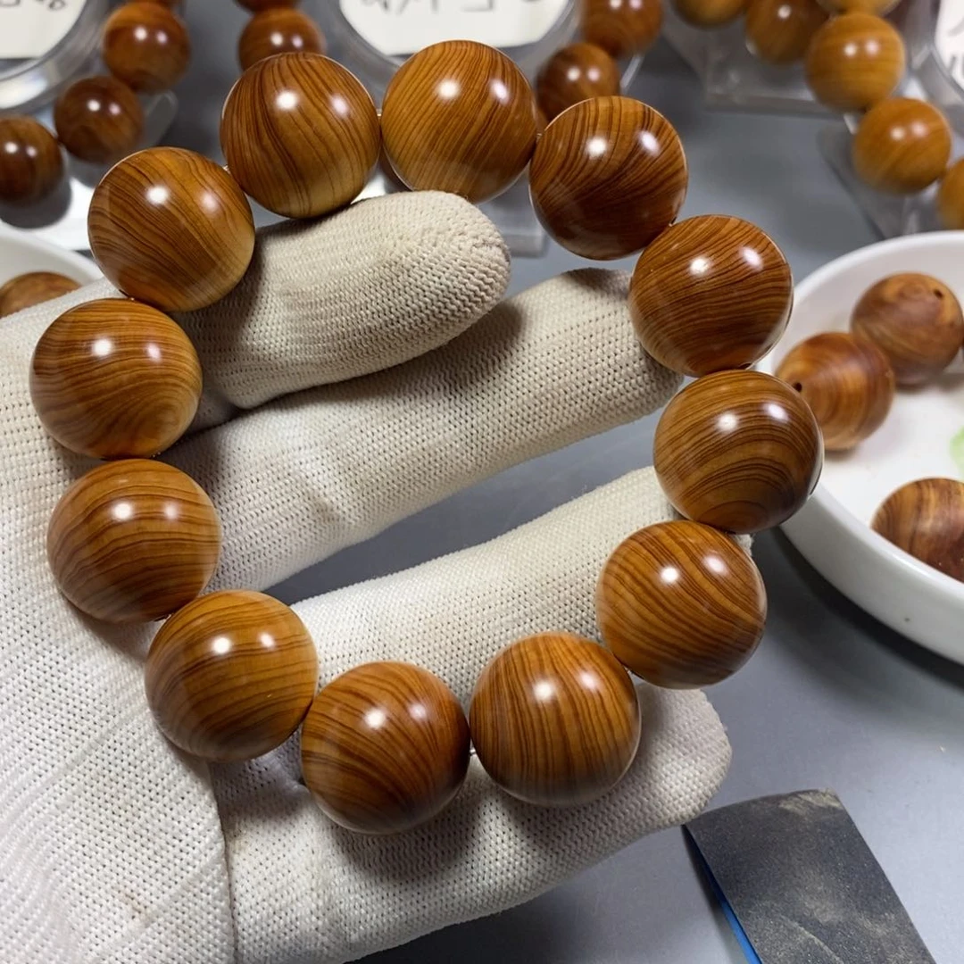 柏木手串/手链A***福南太行陈化崖柏手串白粉碳化乱纹2.0