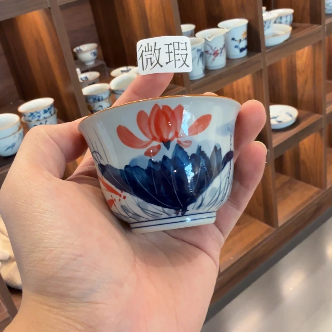 釉下手绘茶具微瑕