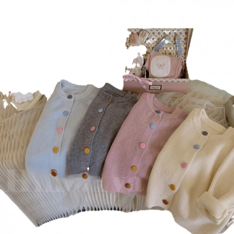 女童春秋季新款针织衫女宝韩版洋气糖果色百搭毛衣外套童装上衣儿