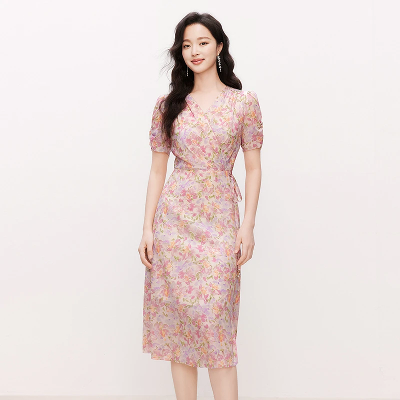 【羊羊专属】珂莱蒂尔夏季复古优雅茶歇裙女碎花连衣裙KF