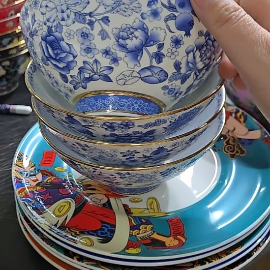 瓷片微瑕珐琅彩万花5寸4个米饭碗66666