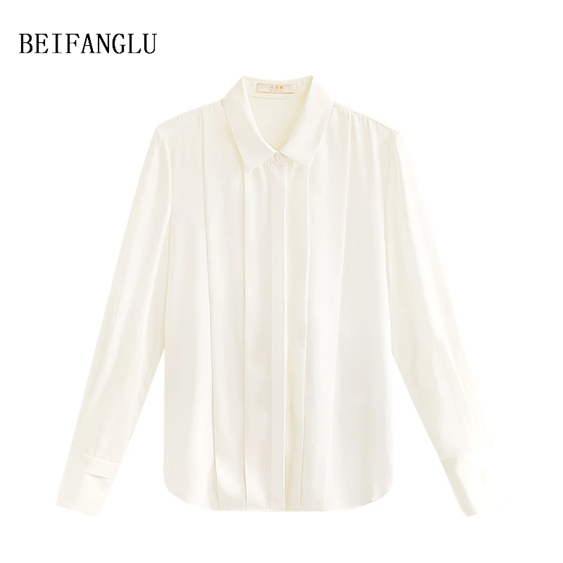 北方鹿 法式双绉桑蚕丝衬衫！极简极奢！轻薄凉感小众高端女士25219