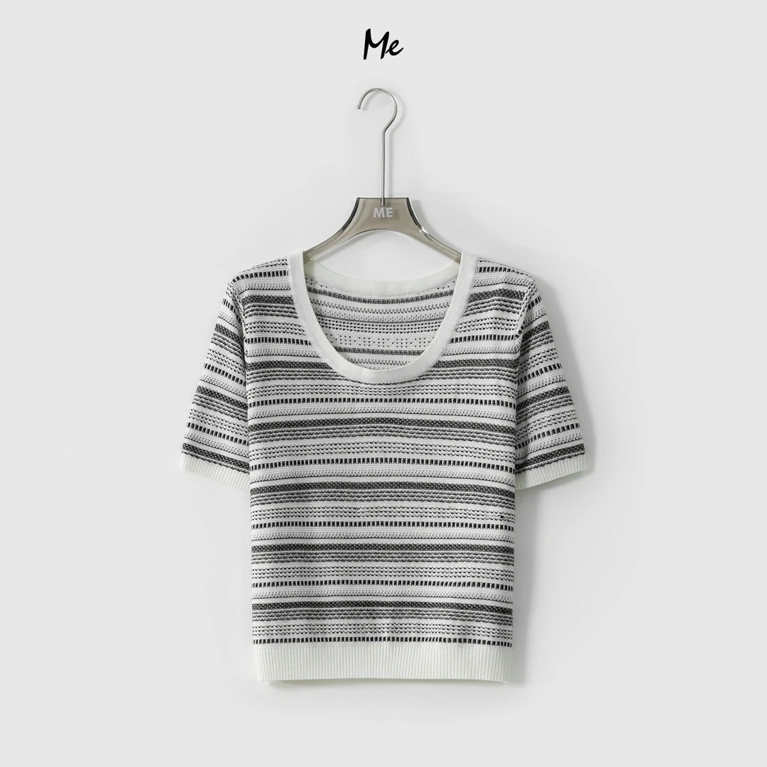 ME【海岸条纹T】夏季新款时尚女士显瘦通勤针织衫MEQS3254