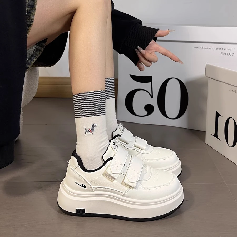 回力女鞋魔术贴小白鞋女2025秋季新款厚底麦昆时尚复古韩版板鞋女