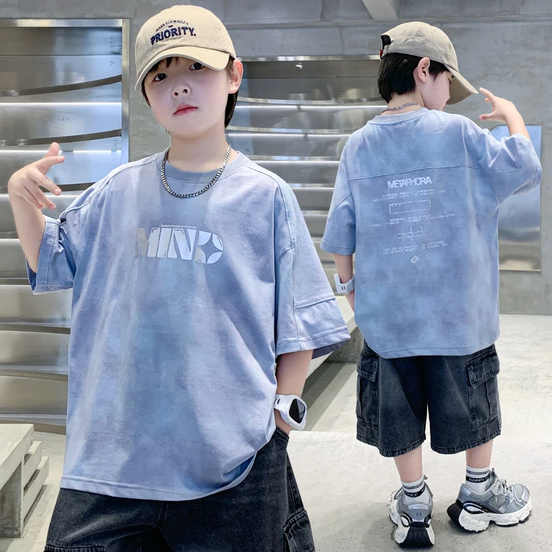 男童T恤夏季夏装短袖T恤中大童时尚套装薄款儿童套装儿童男童夏装